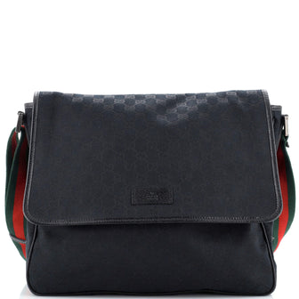 Gucci Web Strap Flap Messenger GG Canvas Medium