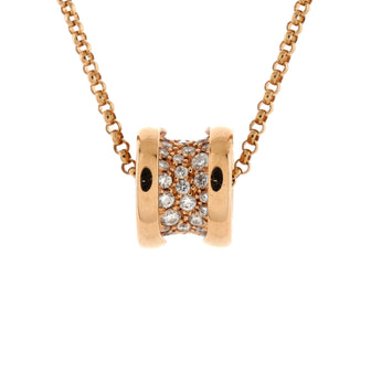 Bvlgari B.Zero1 Pendant Necklace 18K Rose Gold with Pave Diamonds Mini