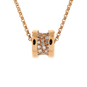 Bvlgari B.Zero1 Pendant Necklace 18K Rose Gold with Pave Diamonds Mini