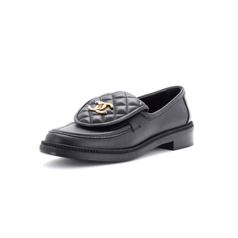 Chanel Women's CC Loafers Quilted Leather