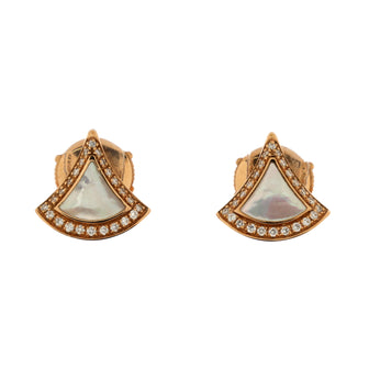 Bvlgari Divas' Dream Stud Earrings 18K Rose Gold with Diamonds and Mother Of Pearl