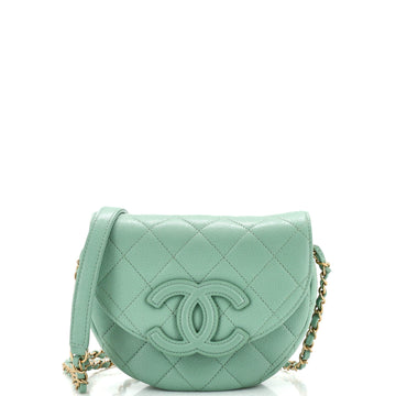 Chanel Timeless CC Curved Flap Messenger Bag Quilted Caviar Small