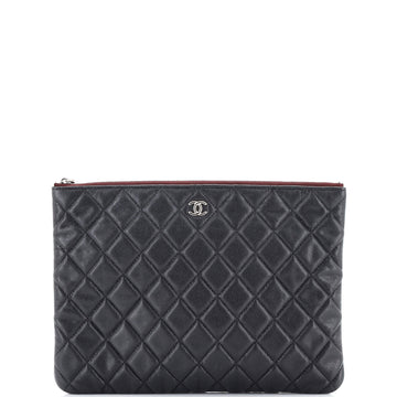 Chanel O Case Clutch Quilted Caviar Medium