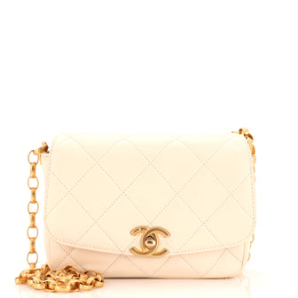 Chanel CC Coin Chain Flap Bag Quilted Lambskin Small