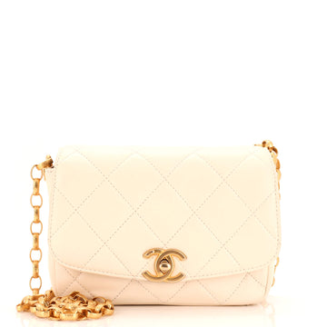 Chanel CC Coin Chain Flap Bag Quilted Lambskin Small