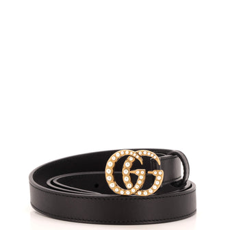 Gucci Pearly GG Marmont Belt Leather Thin