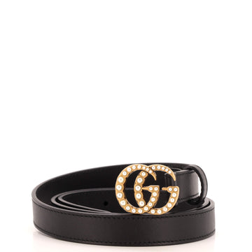 Gucci Pearly GG Marmont Belt Leather Thin