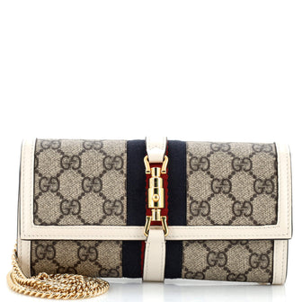 Gucci Jackie 1961 Continental Chain Wallet GG Coated Canvas