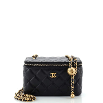 Chanel Pearl Crush Vanity Case with Chain Quilted Lambskin Small