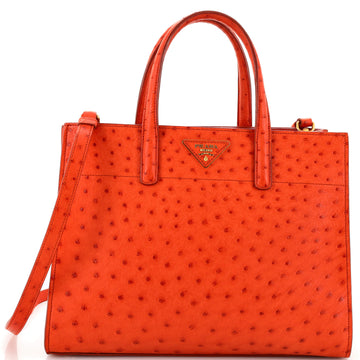 Prada Convertible Open Tote Ostrich Medium