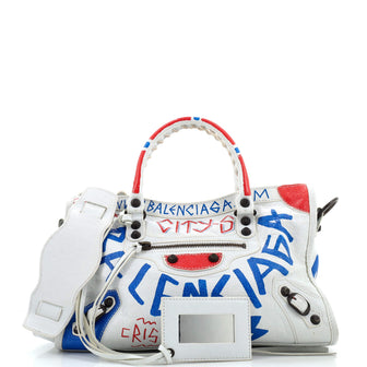 Balenciaga City Graffiti Classic Studs Bag Leather Small