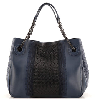 Bottega Veneta Accordion Chain Tote Leather and Intrecciato Nappa Medium