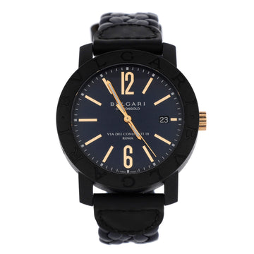 Bvlgari Bvlgari Via De Condotti Automatic Watch Carbon and Leather 40