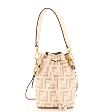 Fendi Mon Tresor Bucket Bag Zucca Embossed Leather Mini