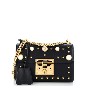Gucci Pearly Padlock Shoulder Bag Studded Leather Small