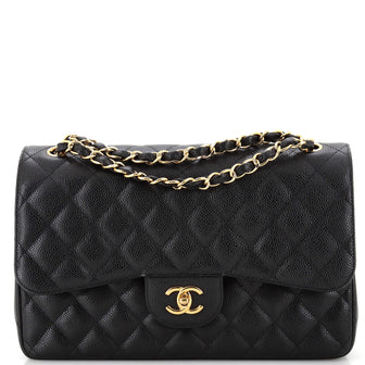 Chanel Classic Double Flap Bag Quilted Caviar Jumbo