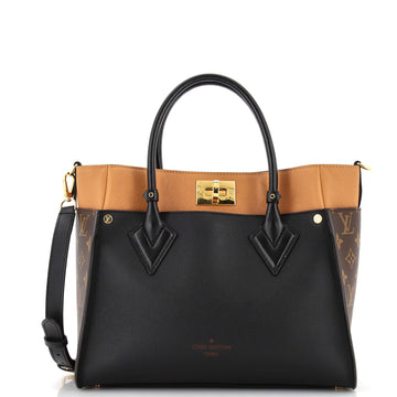 Louis Vuitton On My Side Tote Leather with Monogram Canvas MM