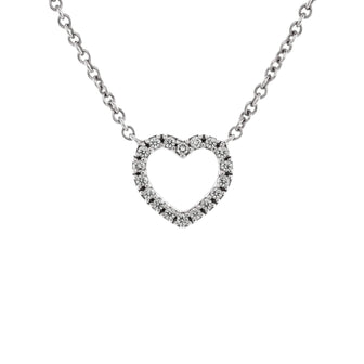 Tiffany & Co. Metro Heart Pendant Necklace 18K White Gold and Diamonds Mini