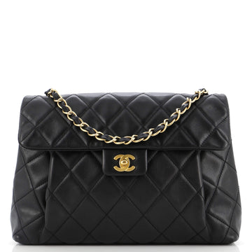 Chanel Vintage Pleated Chain Flap Bag Quilted Calfskin Large