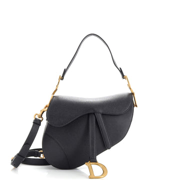 Christian Dior Saddle Handbag with Strap Leather Medium