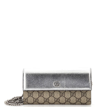 Gucci GG Marmont Continental Chain Wallet GG Coated Canvas and Leather