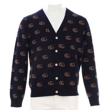 Gucci Men's V-Neck Cardigan GG Jacquard Wool