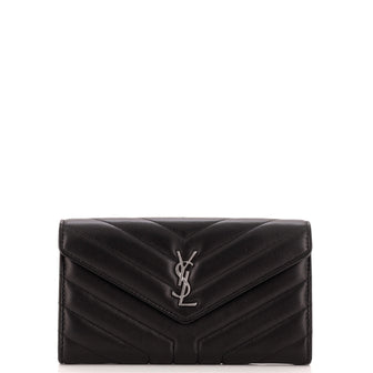 Saint Laurent Classic Monogram Flap Wallet Quilted Leather Large