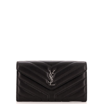 Saint Laurent Classic Monogram Flap Wallet Quilted Leather Large