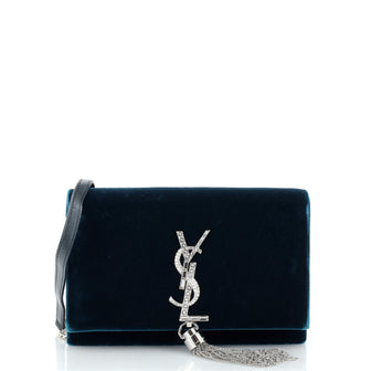 Saint Laurent Classic Monogram Tassel Chain Wallet Velvet
