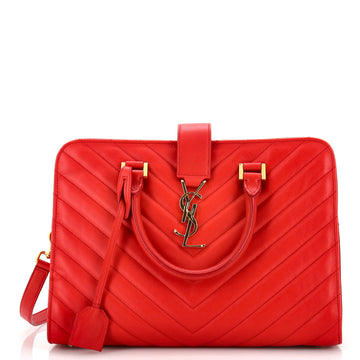 Saint Laurent Monogram Cabas Matelasse Chevron Leather Small