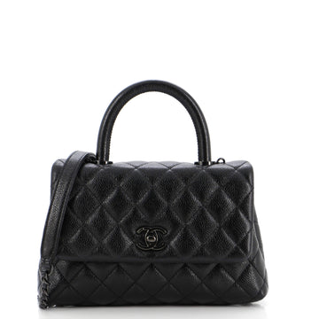 Chanel So Black Coco Top Handle Bag Quilted Caviar Mini