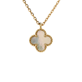 Van Cleef & Arpels Sweet Alhambra Pendant Necklace 18K Yellow Gold and Mother of Pearl