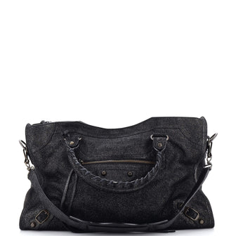 Balenciaga City Classic Studs Bag Craquele Suede Medium