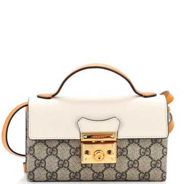 Gucci Padlock Top Handle Bag GG Coated Canvas and Leather Mini