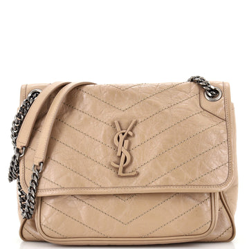 Saint Laurent Niki Chain Flap Bag Matelasse Chevron Leather Medium