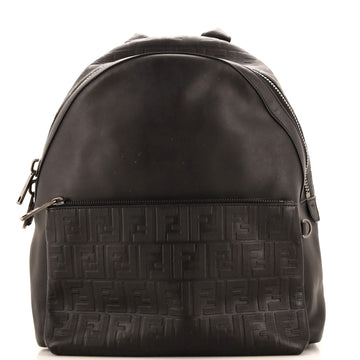 Fendi Front Pocket Backpack Embossed Leather Large