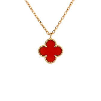 Van Cleef & Arpels Sweet Alhambra Pendant Necklace 18K Rose Gold and Carnelian