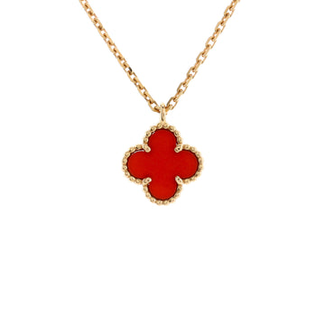 Van Cleef & Arpels Sweet Alhambra Pendant Necklace 18K Rose Gold and Carnelian