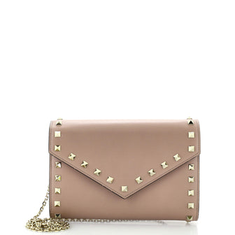 Valentino Garavani Rockstud Envelope Chain Wallet Leather
