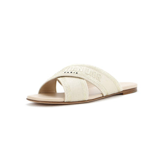 Christian Dior Women's Dway Criss Cross Sandals Embroidered Canvas