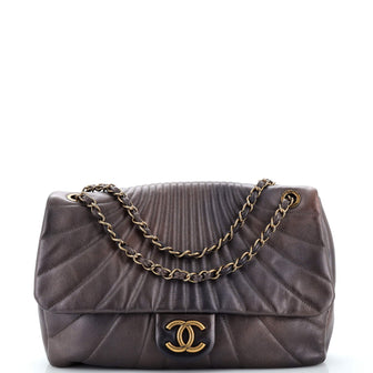 Chanel Medallion Charm Flap Bag Chevron Calfskin Jumbo