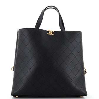 Chanel Shopping Tote Stitched Grained Calfskin Large
