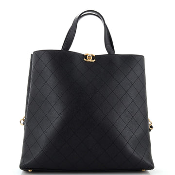 Chanel Shopping Tote Stitched Grained Calfskin Large