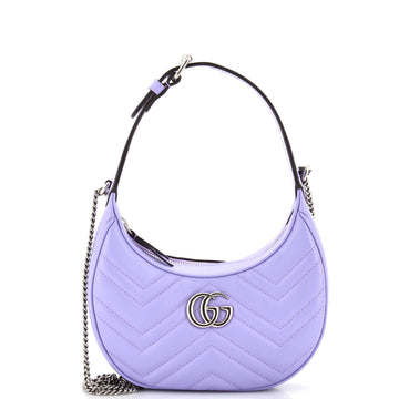 Gucci GG Marmont Half Moon Hobo Leather Mini
