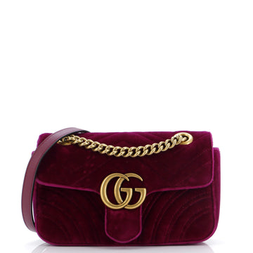 Gucci GG Marmont Flap Bag Matelasse Velvet Small