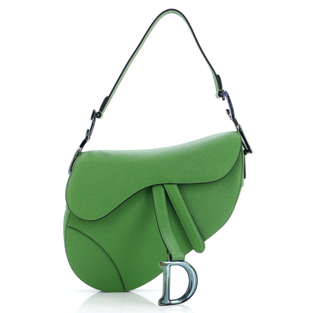 Christian Dior Saddle Handbag Leather with Iridescent Hardware
