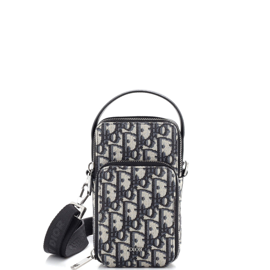Christian Dior Zip Around Crossbody Pouch Oblique Canvas Mini 276279