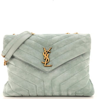 Saint Laurent Loulou Shoulder Bag Matelasse Chevron Suede Medium