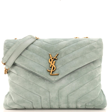 Saint Laurent Loulou Shoulder Bag Matelasse Chevron Suede Medium
