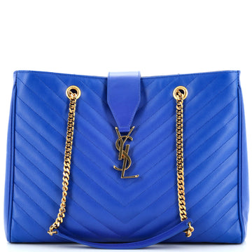 Saint Laurent Classic Monogram Shopper Matelasse Chevron Leather Large